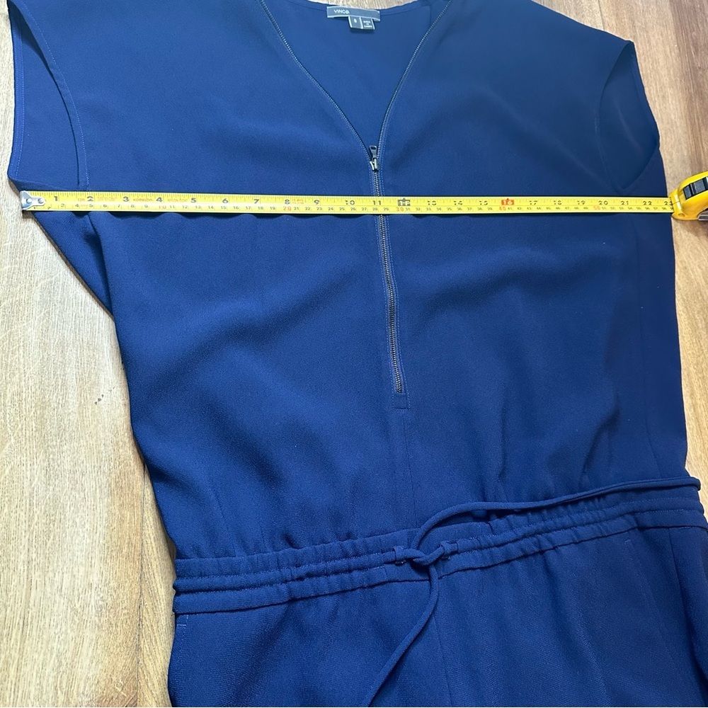 Vince Coastal Cap Sleeve Drawstring Jumpsuit Zip Up Blue Size 8 - Picture 11 of 14